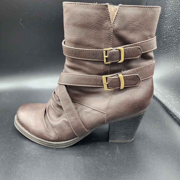 Natural Soul Dark Brown Ankle Boots with Double Buckle - Picture 8 of 12